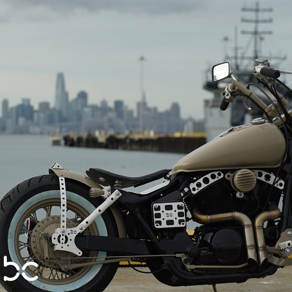 Honda Shadow Spirit VT750DC (Chain)  Rear (STEEL) Fender Combo Kit (Rear Fender + Fender Bracket + Fender Strut Bracket +Struts)