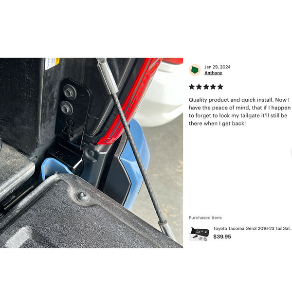 Toyota Tacoma Gen3 2016-2023 Deck Lid Anti-Theft Security ( TailGate Lock + Stay Cable Lock + 2 Keys )