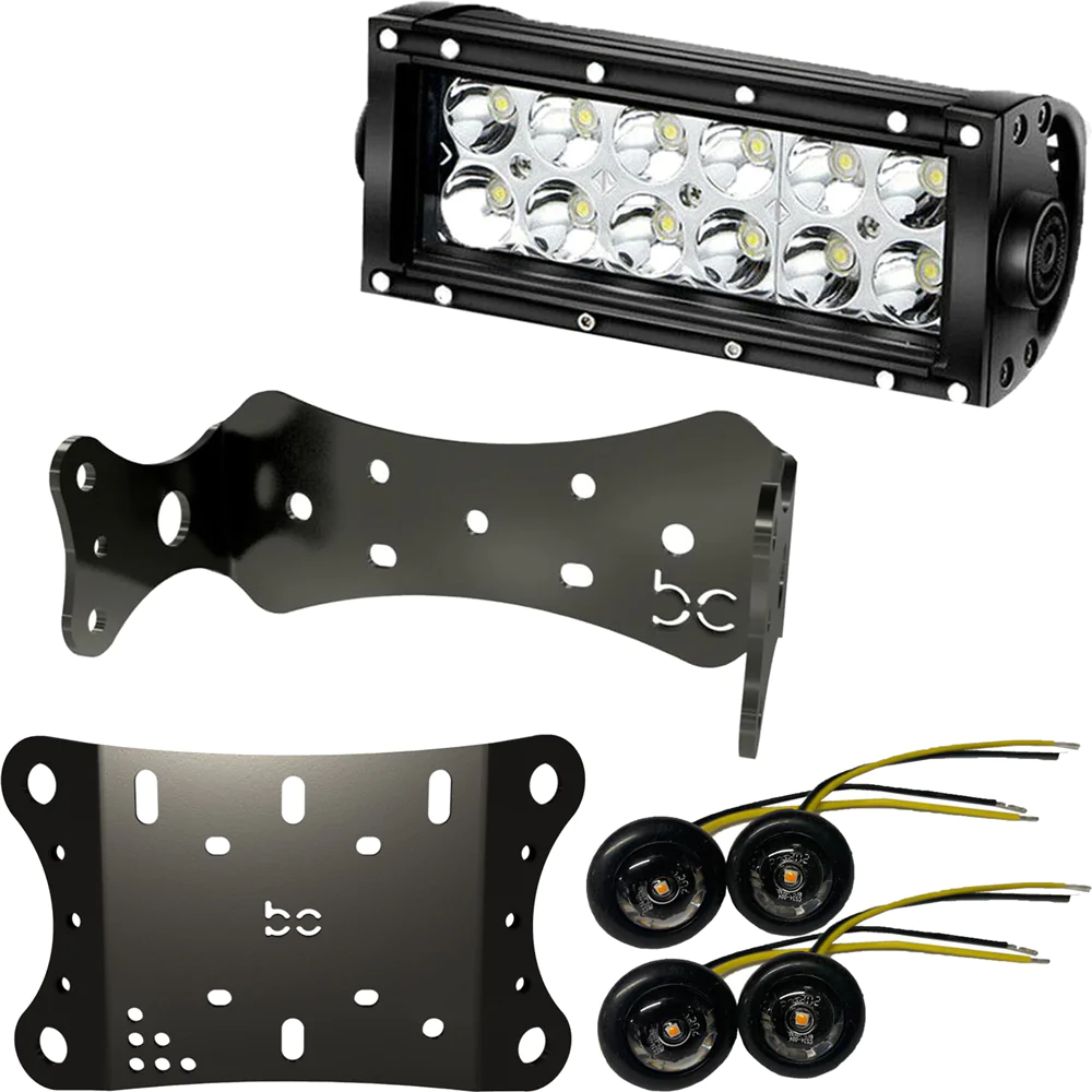 Multi-Fit HeadLight Plate + LED Light Bar Bracket + LED 7" Light Bar (1pcs) + LED Recessed Turn Signal Light (4pc)
