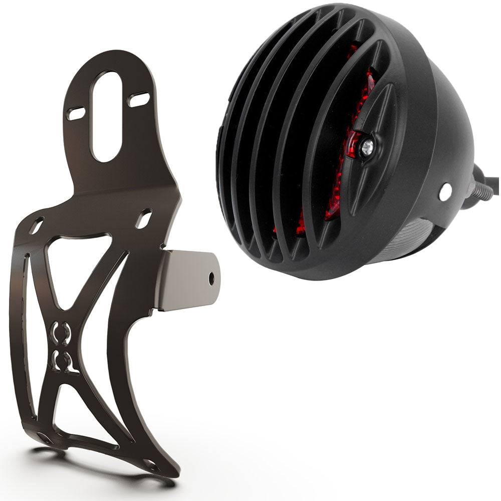 Triumph Bonneville T100 Vertical License plate bracket  (CURVED) + Brake Light