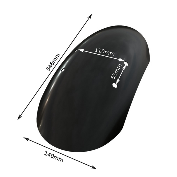 5.5" / 140mm 1-Piece Steel Black Front Fender