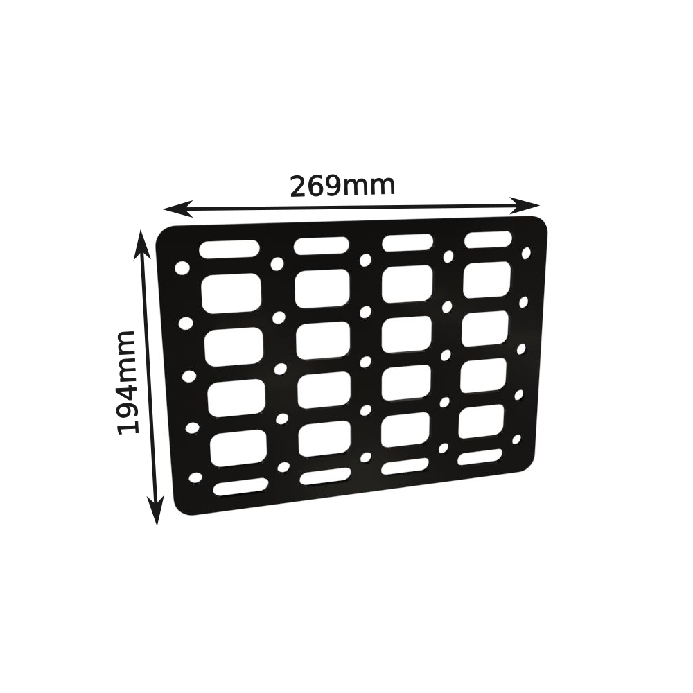 Multi-FIT Tactical Rigid MOLLE Panel (#6) 269mm x 194mm (RAW STEEL)