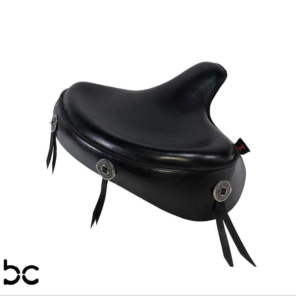 Harley Police Style Panhead Knucklehead Flathead EL WL ULH Genuine Leather Seat with Skirt