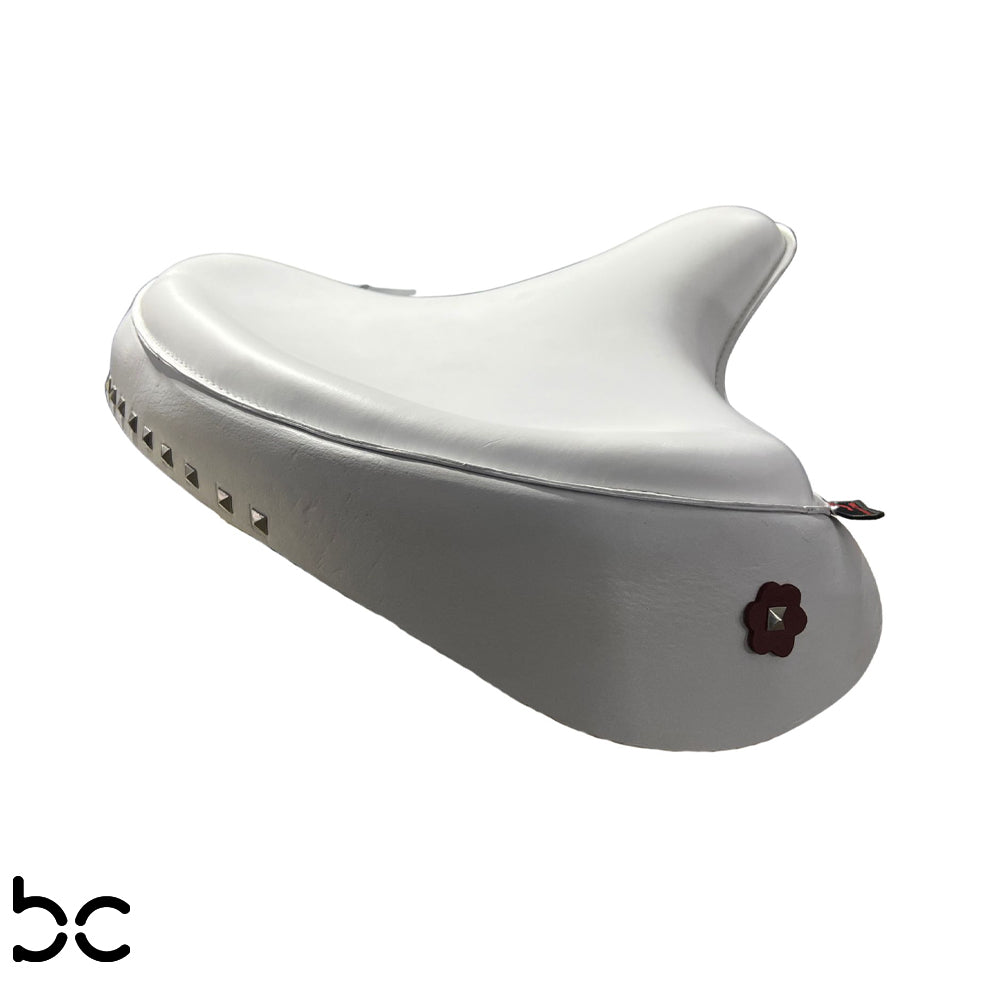 Harley Police Panhead Knucklehead Flathead EL WL ULH Genuine White Leather Skirt Seat with