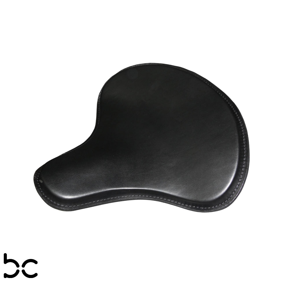 Ext Wide large Solo Seat Top Genuine BLK Thick Leather &nbsp;Wide / Tractor Style &nbsp;Plain Extra Comfort 15mm Padding 4.0mm HeavyFormed Steel