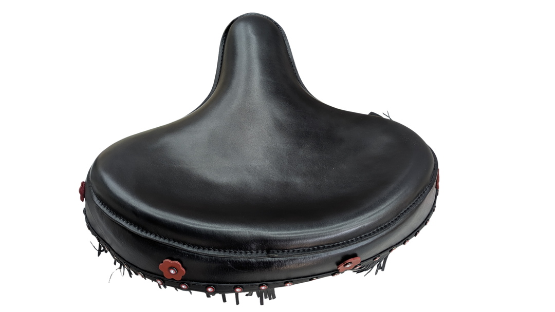 Harley Police Panhead Knucklehead Flathead EL WL ULH Genuine Leather Fringe Skirt Seat with Frill