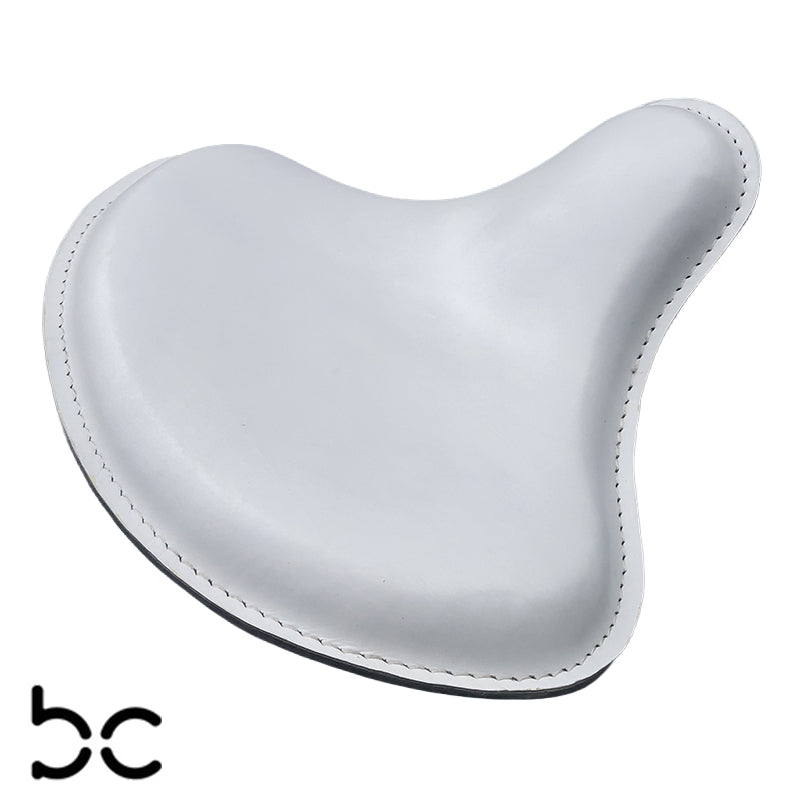 Harley Tractor Style Solo Seat Genuine White Leather Honda Bobber Chopper Yamaha