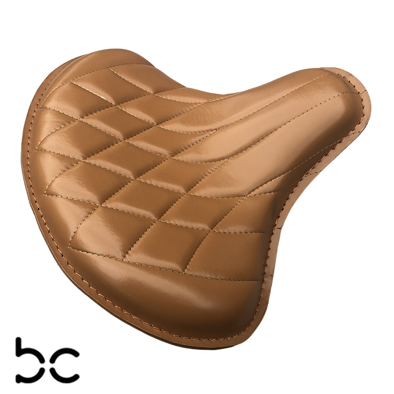 Harley Tractor Style Solo Seat Genuine Tan Leather Honda Bobber Chopper Yamaha