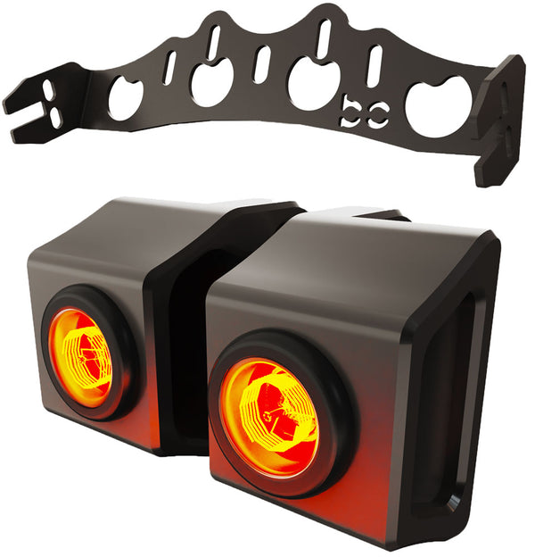 Custom Part MultiFit LED Light Bar Bracket (Holes) + (SINGLE) BILLET Turn Signals LED (2PC)