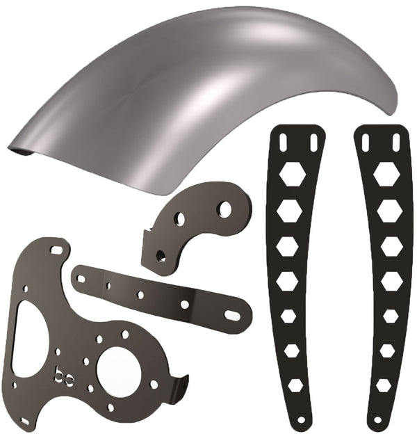 Kawasaki Vulcan vn900 Rear Fender Kit (STEEL) Fender Combo Kit (Rear Fender + Strut Bracket  + Left Bike Bracket  + Fender Bracket + WIDE HEXAGON)