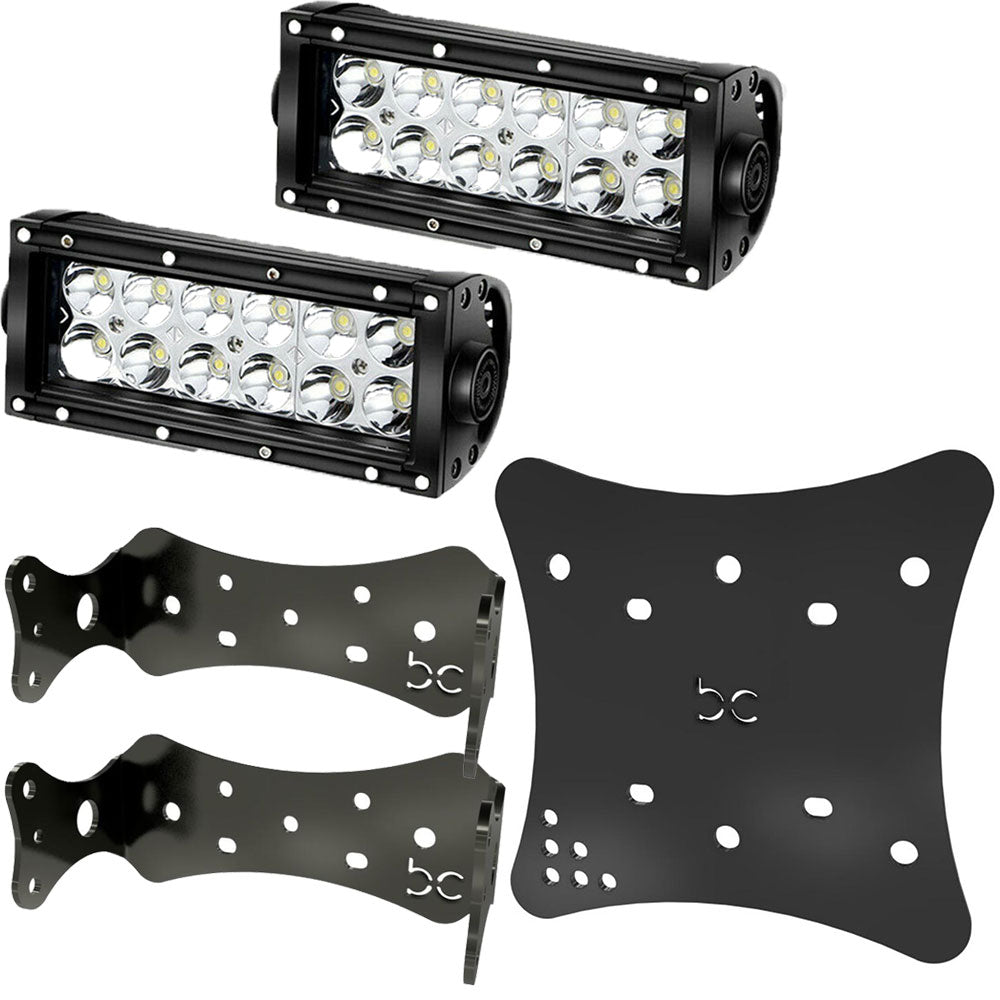 Multi-Fit LED Light Bar Combo + LED 7" Light Bar (2pcs) + Multi-Fit HeadLight Plate (Powder coated)