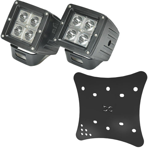 Multi-Fit LED POD Lights (2pcs) + Multi-Fit HeadLight Plate (Powder coated)