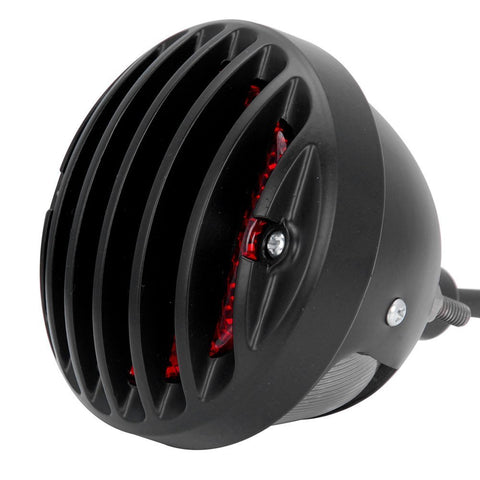 Custom Round Finned Grill Bobber Brake license plate Brake Light