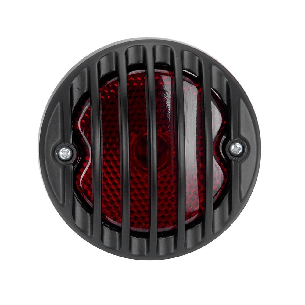 Custom Round Finned Grill Bobber Brake license plate Brake Light