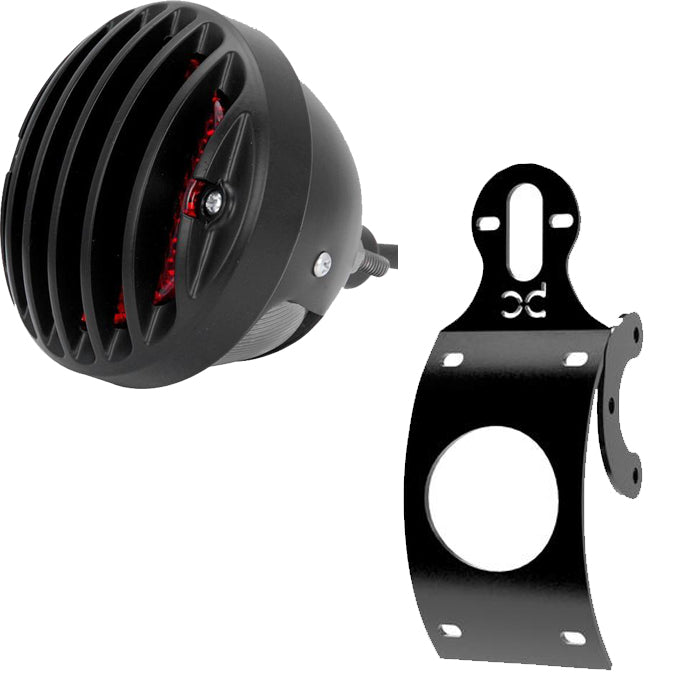 Custom Round Finned Grill Bobber Brake license plate Brake Light