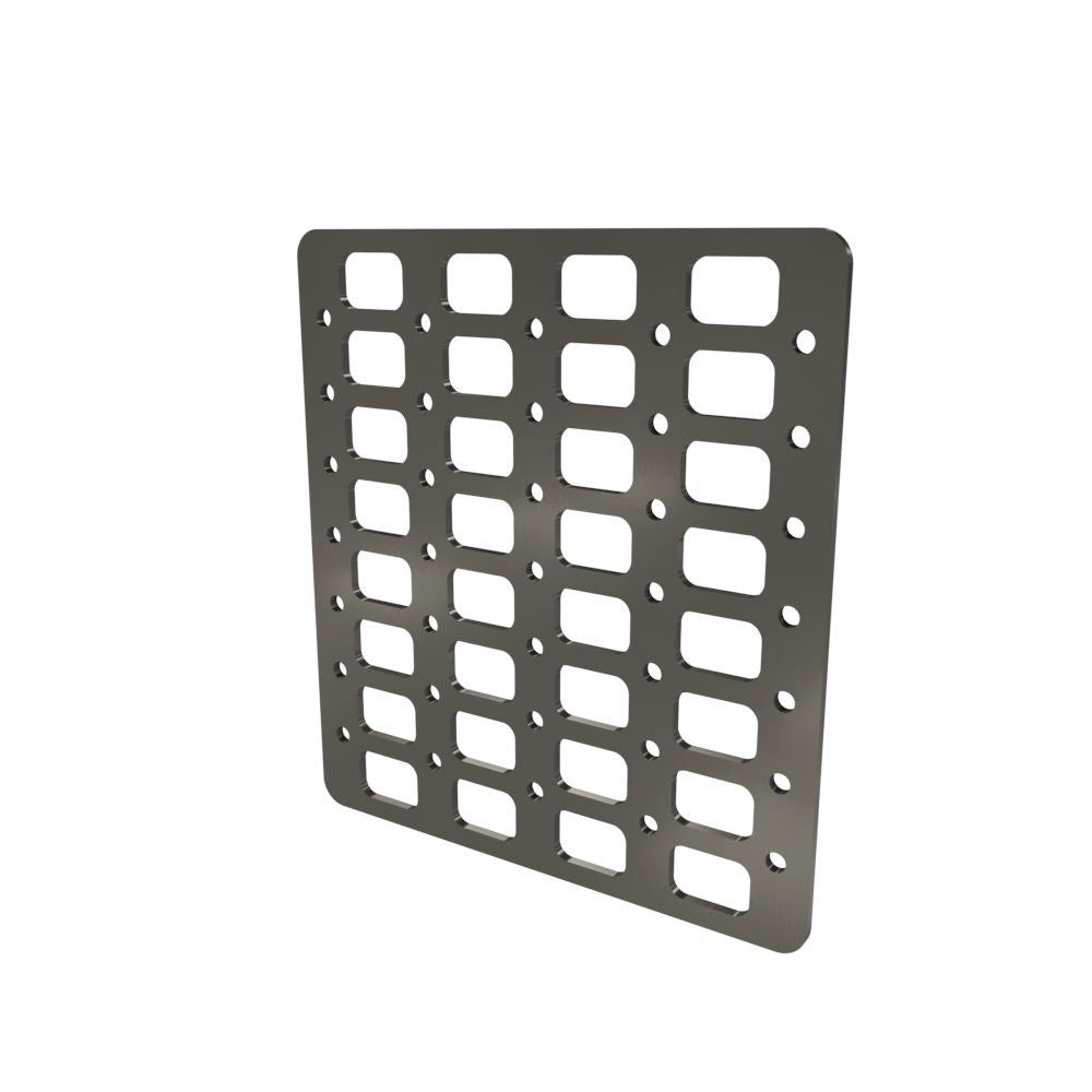 Multi-FIT Tactical Rigid MOLLE Panel (#4) 269mm x 294mm (RAW METAL)