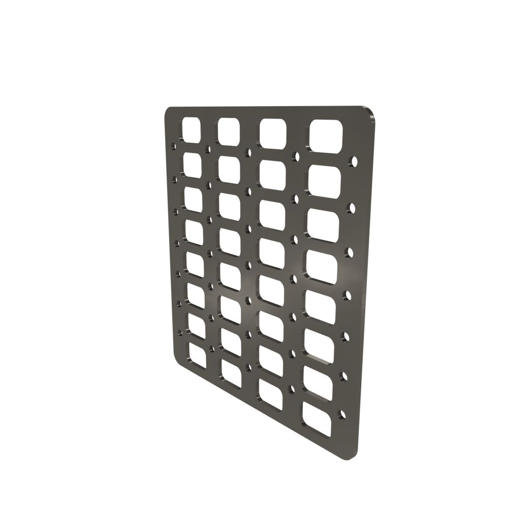 Multi-FIT Tactical Rigid MOLLE Panel (#4) 269mm x 294mm (RAW METAL)