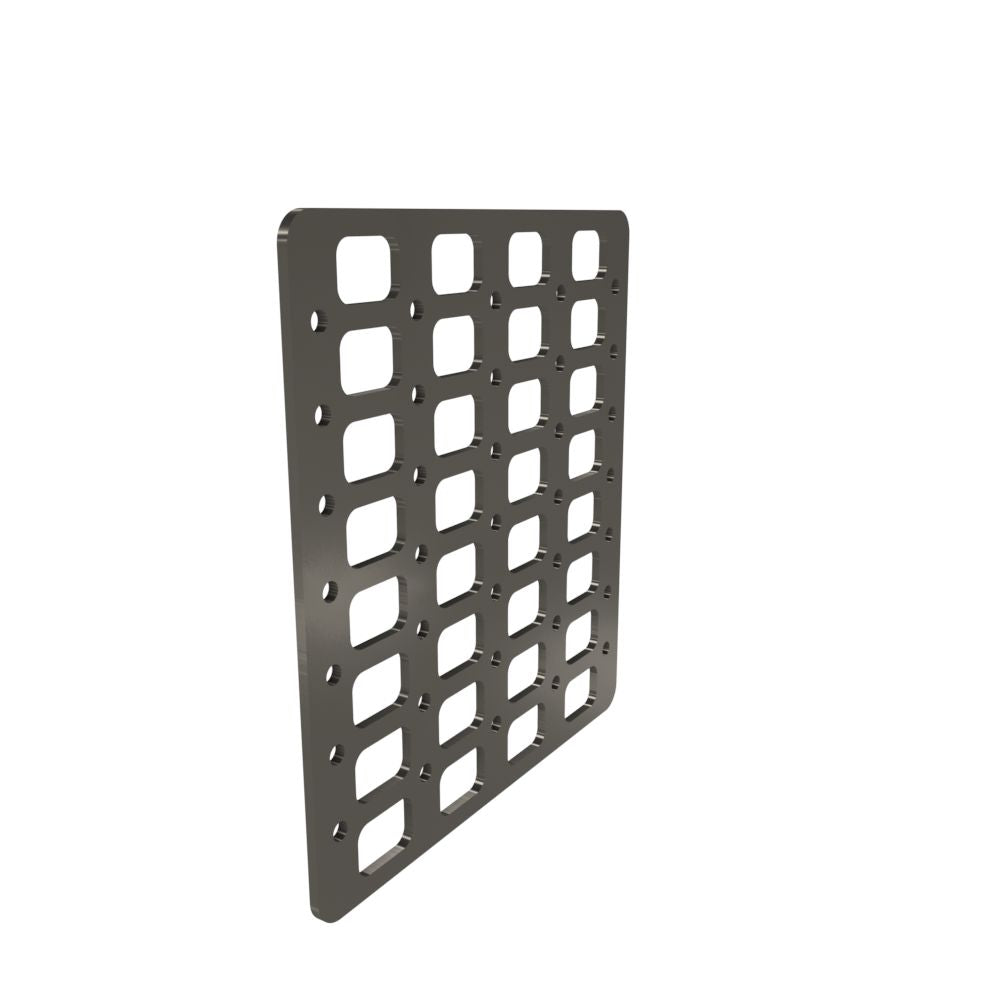 Multi-FIT Tactical Rigid MOLLE Panel (#4) 269mm x 294mm (RAW METAL)