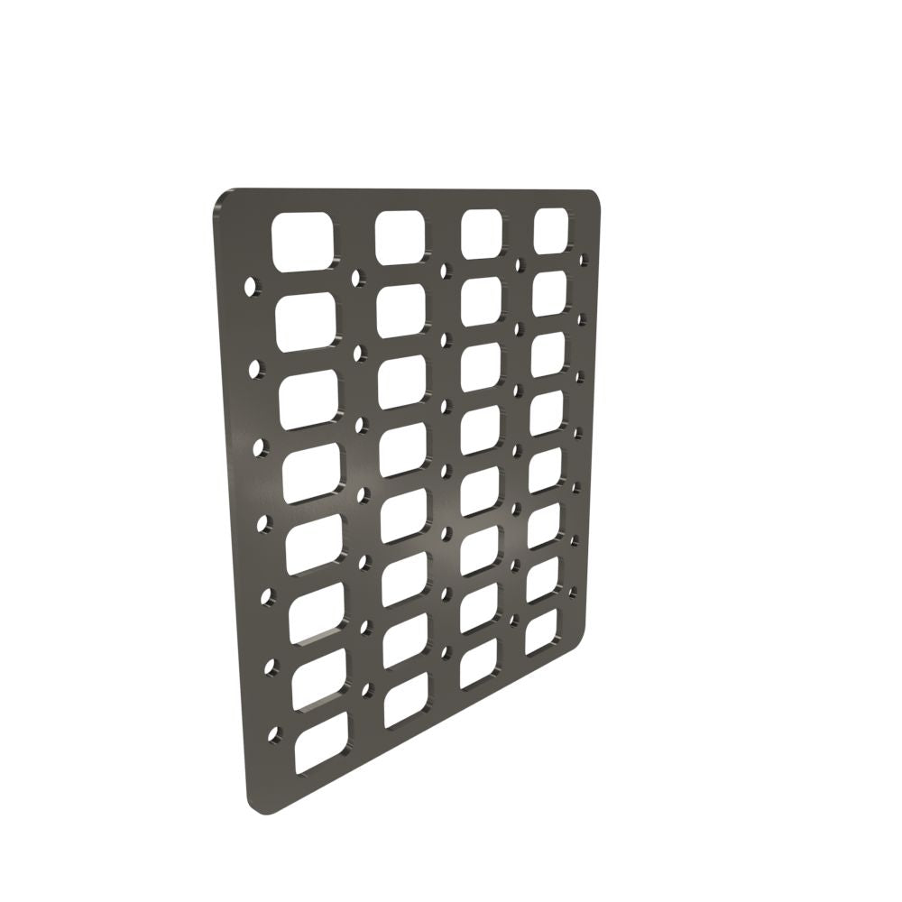 Multi-FIT Tactical Rigid MOLLE Panel (#4) 269mm x 294mm (RAW METAL)