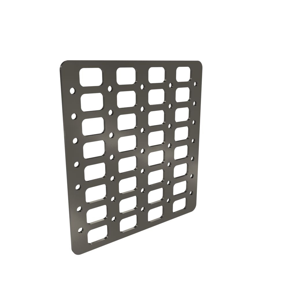 Multi-FIT Tactical Rigid MOLLE Panel (#4) 269mm x 294mm (RAW METAL)